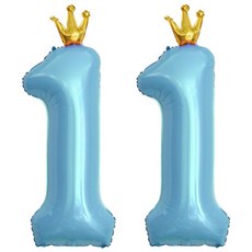 이벤트홀릭 초대형 왕관 숫자은박풍선, 블루 11