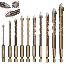 준성유통 다용도 고강도 4날 대리석 콘크리트 타일 유리 만능 드릴비트 기리 10pcs, 1세트