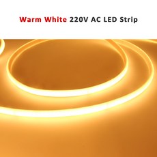 AC 220V IP67 방수 6000K 와이어 EU 240LEDS 데코 LED 스트립 리본 램프 플러그 COB 2핀 라이트 3000K 4000K, Warm White, 20m, 2Pin Wi