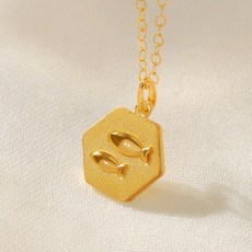 [골드팡] 24k 순금 트윈피쉬 프레임 목걸이 봄코디 데일리 위시 행운 기념일 생일 선물 추천 행운의 물고기 목걸이