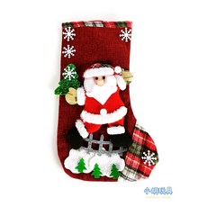 小胡玩具 紅麻布立體聖誕襪 聖誕禮物襪子 聖誕節裝飾, 1個, 隨機不挑款