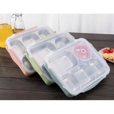 北歐風 304不銹鋼 五格分隔便當盒 (3入組) 附贈密封湯碗 (顏色隨機), 1個