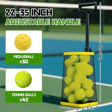Arrowbash Pickleball 테니스 공 접이식 피커 갑피 가방 포함 30개 피클볼 휴대용 리트리버 홀더 바스켓 42개 공 경량 컬렉터 호퍼 쉬운 컬렉션 보관