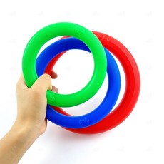 플라스틱 컬러 칼라 링 고리 핸들 손잡이 놀이 게임 운동 소품 애견 훈련 도넛, C 13cm 옐로우, 1개