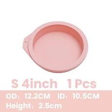 1/4PCS 라운드 실리콘 레이어 케이크 금형 초콜릿 무스 DIY 디저트 베이킹 도구 4/6/8in, 01 둥근, 03 Pink S 1PCS