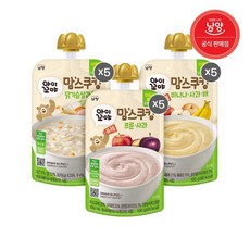 남양유업 맘스쿠킹 유아 이유식 6개월 100g 3종 맛별 5개씩 총 15개입