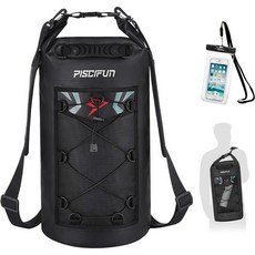 피시펀 방수 드라이백 낚시 가방 10L/20L, 20L, 검은색