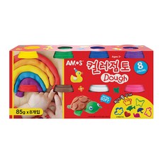 (아모스) 컬러점토 85g 8색 찍기툴포함 클레이 칼라점토, 혼합색상, 680g, 1개