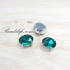 타원글라스 캡보석 백금도금, 13*18mm(10개), 에메랄드, 1개