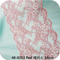 dklace 스판레이스모음 / 선염레이스 48-0253 폭 16cm 자가드, Red_3yd, 1개