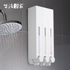 生活采家 台灣製 壁掛洗手乳 沐浴乳盒 免釘給皂機, 經典白500ml-3孔(含內管), 1個