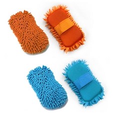 자동차 실내 먼지닦기 손잡이 극세사타월 5개 핸드 세차미트 셀프 새차 스폰지 물기제거 패드, 블루