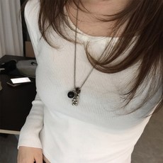 블링살롱 자체제작 알러지없는 써지컬 스틸 오닉스 그레이프 롱 드롭 목걸이 1컬러 여성용 긴 레이어드 네크리스