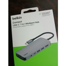 벨킨 connect USB 7in1 멀티 포트 허브 AVC009bt, 그레이, 1개