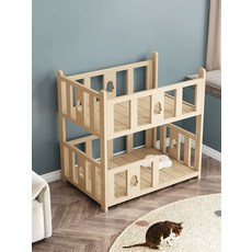 강아지 2층침대 원목 집 반려견 애견 앞 하우스 베드 나무 강아지집 수납 계단식 침대, XS 53 x 38x80, 1개, 상하단 측면 입구 계단 없음