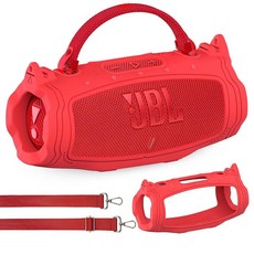 JCHPINE JBL Charge 6 휴대용 스피커용 실리콘 케이스 JBL Charge 6 Pro AI 사운드 스피커 액세서리용 보호 커버 (블랙 케이스), 레드
