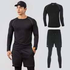 에이치머스 머슬핏 롱슬리브 상의 + 투인원 쇼츠 레깅스 세트