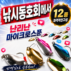 케이엔케이 마이크로스푼 12종 배스 꺽지 쏘가리 송어 끄리, 1세트, 2.5g, 혼합색상