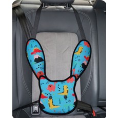 卡通造型兒童安全帶護肩，柔軟舒適保護頸部，行車安全必備, 恐龍藍, 1個