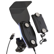 백케이 오토바이 자석거치대 USB타입 딱판 충전패드 백미러형 LED, 백미러형거치대+C타입딱판, 블랙