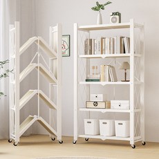 라보토리 프리미엄 원터치 다용도 접이식 간편 폴딩 철제선반, 5단, 화이트