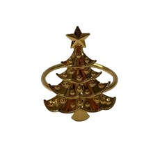 모소가 크리스마스 테이블 장식 트리 눈꽃 루돌프 냅킨 링, 1개, 4개입, 골드트리