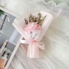 碎冰藍仿真香皂花迷你花束：情人節/生日禮物、桌面裝飾擺設, 粉色康乃馨, 1個