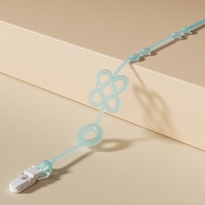 DFMEI 牙膠防掉鏈嬰兒磨牙玩具硅膠磨牙棒防丟掛繩寶寶安撫奶嘴鏈固定夾, 1個, 如圖, 【單條】藍色