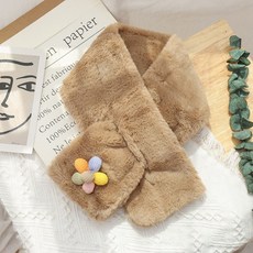 兔毛圍脖女冬可愛少女韓版日系學生獺兔毛加厚保暖交叉加絨圍巾短