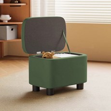 Arsjuo 수납 현관 의자 다용도 화장대 가죽 쇼파 풋 스툴, 1개, 그린