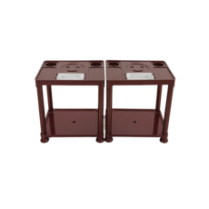 簡約風多功能客廳邊桌，附杯架置物架，穩固耐用，輕鬆收納, 酒紅色, 1件