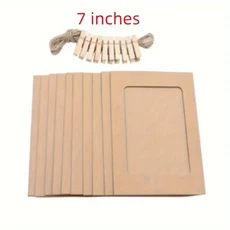 10pcs 골 판지 그림 프레임 나무 클립 벽 장식 침실 장식 프레임과 DIY 종이 프레임, 03 Brown-7 Inches