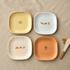 모던하우스 L 냥이네 빵굼터 간식 트레이 4P세트 NK2625028, 혼합색, 1세트