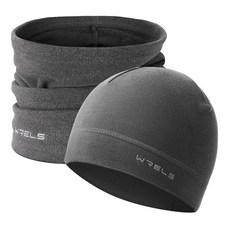 WRELS 여성 및 남성용 플리스 넥 게이터 워머 2팩 방풍 스키 페이스 마스크 커버 스카프 반다나 야외 스포츠용 그레이(넥 게이터+모자) 원 사이즈