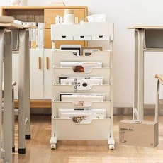 흰색 포함 서류 이동식 이동형 트롤리 바퀴 다기능 달린 3개 책 서랍, N. 모바일 베이지 잠금 서랍