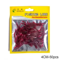 50 개/가방 프레데터 소프트 미끼 바다 낚시 4/8cm 실리콘 지렁이 셰이커 가짜 미끼 잉어 송어 바다 배스, 01 4cm-50pcs