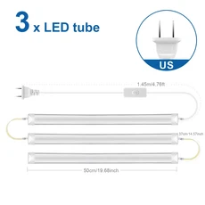 50CM 15W 220V DIY 벽 램프 LED T5 튜브 나사 장착 조명 침실 홈 + EU 플러그 전원 코드 Q, 11 3PCS with US Plug, 02 15W T5, 03 하얀색