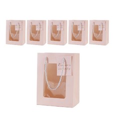 투명창 윈도우 선물 포장 쇼핑백, 6개, 핑크