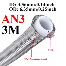 1-6M AN4 4AN 나일론 스테인레스 스틸 브레이드 PTFE 레이싱 호스 E85 연료 오일 쿨러 라인 파이프 스위블, 3)3M AN8 SS Hose