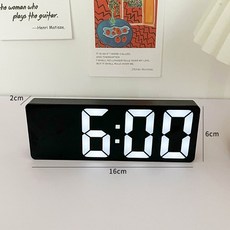 黑白鏡面LED電子鬧鐘 桌搭時鐘 床頭鬧鐘 鏡面LED聲控鬧鐘時鐘 時間 日期 溫度 辦公時鐘 鬧鐘, 質感黑