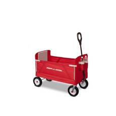 Radio Flyer 摺疊式手推車，寬敞空間堅固耐用，露營野餐購物皆宜, Red, 1個