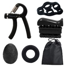 握力球 腕力器 握力器 腕力訓練 手腕球 健身球 握力器五5件套套裝專業練手力康復訓練五指力器硅膠握力圈握力球, 1個, 黑色握力器套裝【布袋含盒】【無計數款】