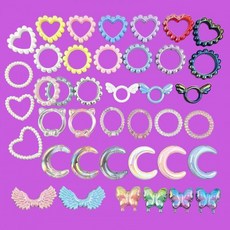비즈톡 [BG-3-00]볼꾸파츠 하트 링 야광 날개 고양이 타원 도트링 나비 프레임 43종(1개)