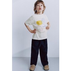 국내배송 ZARA 자라 아동 키즈 주니어 지오메트릭 모양 프린트 티셔츠 크림 6224900712 1803070