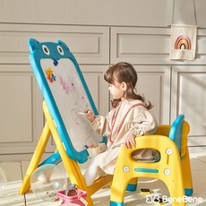 해피 퍼피 프리미엄 유아자석보드+전용의자 자석칠판 자석학습보드 화이트보드, 라이트블루