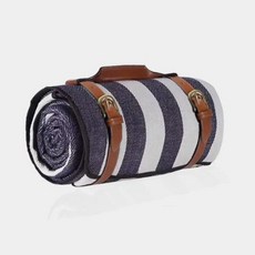 담요 매트 나들이 패션 초대형 방지 접이식 모래 여행 토트 방수 핸디 야외 방습 피크닉 돗자리, 6) Blue White Straps  200cm X