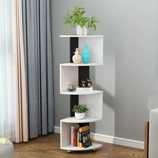 틈새장식장 삼각 코너 모던 라이트 인테리어 좁은방 소품장식장, 흰검 1색 4층 반지름 30