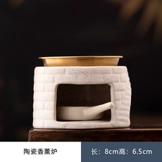 迷你陶瓷香薰爐 乾濕兩用精油燈 療癒擺飾 咖啡粉香粉可用, 1個, 小城堡一套（白色爐+乾燒碟+燭託）