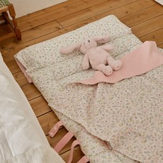 돗투돗 퓨어코튼 일체형 리버서블 낮잠패드 (속통포함), 낮잠패드(플라워베이비바니) + 베개속통