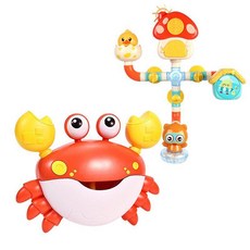 우리 아기가 즐겁게 목욕할 수 있는 버블 장난감, 빨간색 거품게+오리 튜브(배터리포함), 1개